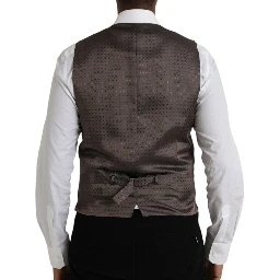 Black Brown Silk Waistcoat Dress Formal Vest