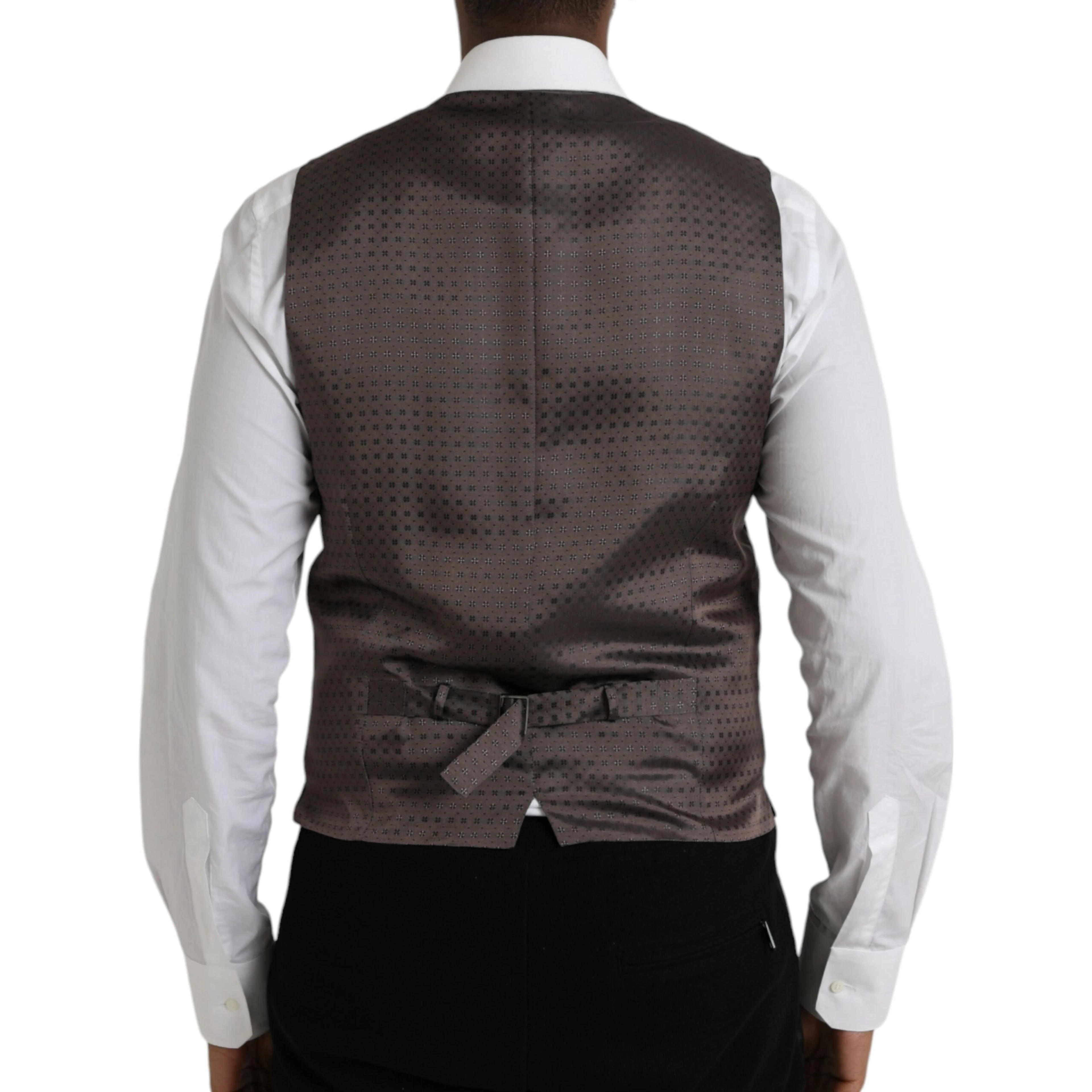 Black Brown Silk Waistcoat Dress Formal Vest