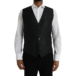 Black Wool Waistcoat Dress Formal Vest