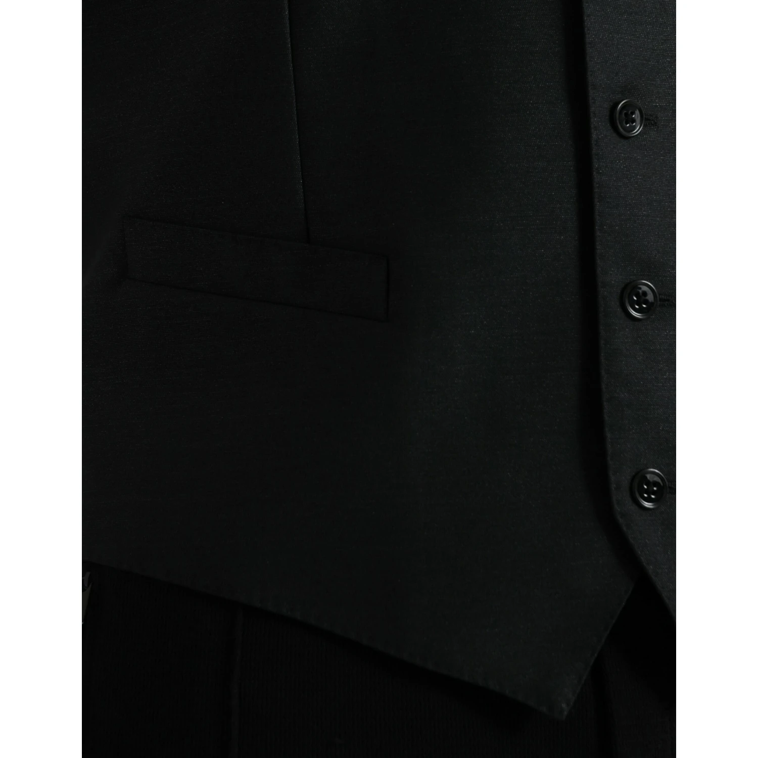 Black Wool Waistcoat Dress Formal Vest
