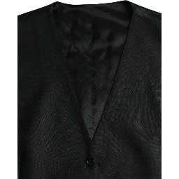 Black Wool Waistcoat Dress Formal Vest