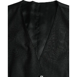 Black Wool Waistcoat Dress Formal Vest