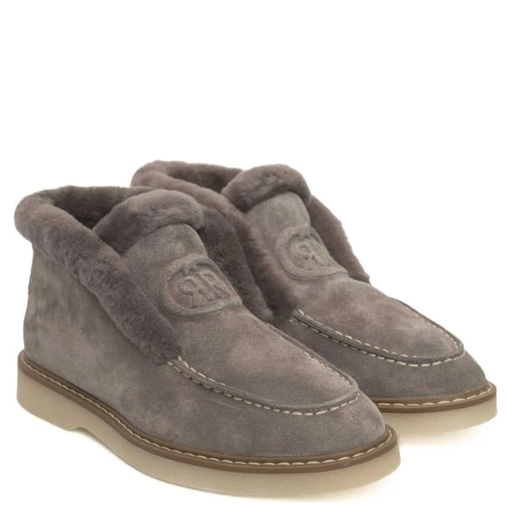 Beige Leather Women Boot