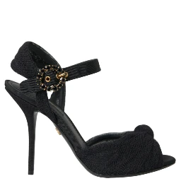 Black Suede Embellished Heels Sandals Shoes
