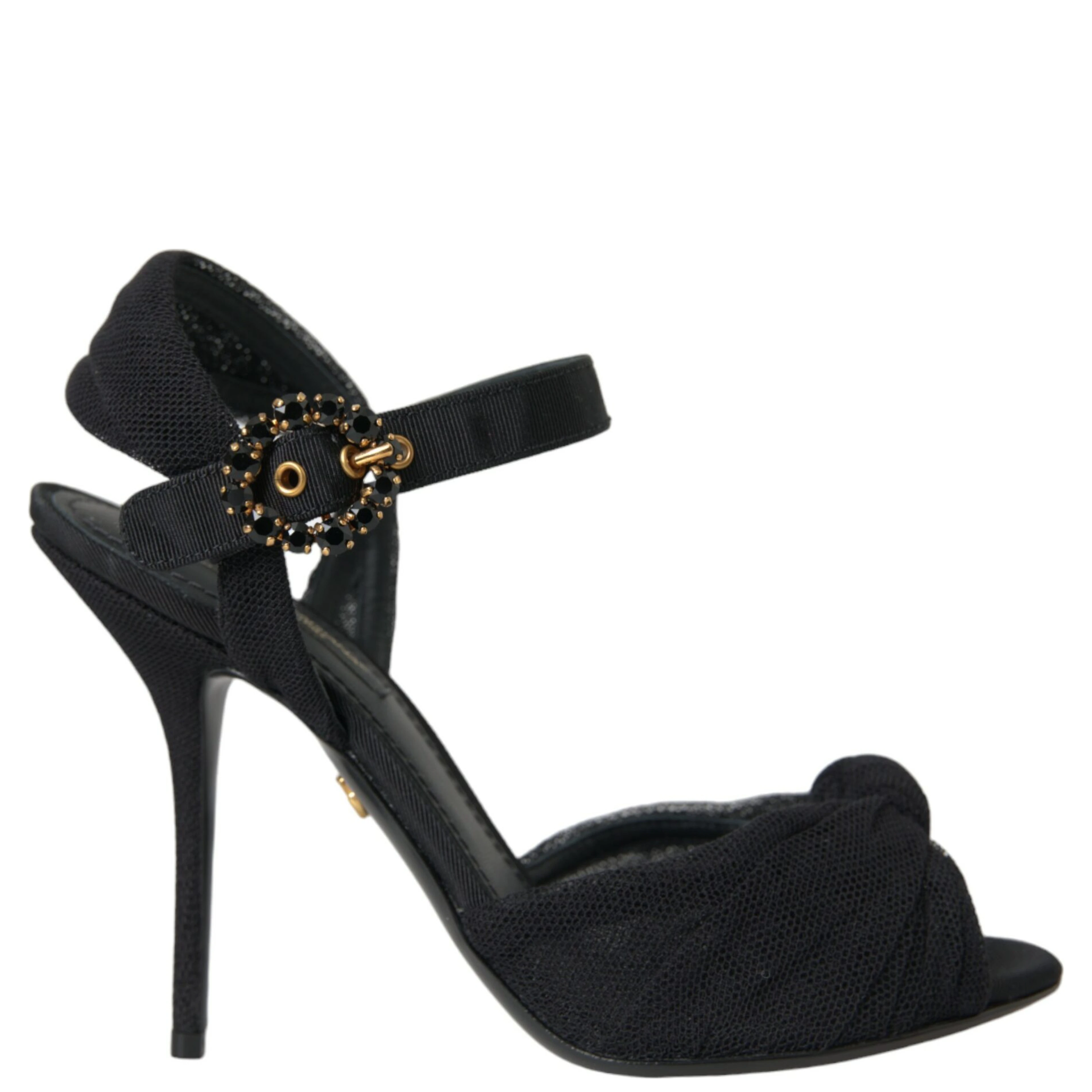 Black Suede Embellished Heels Sandals Shoes