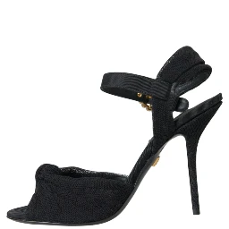 Black Suede Embellished Heels Sandals Shoes
