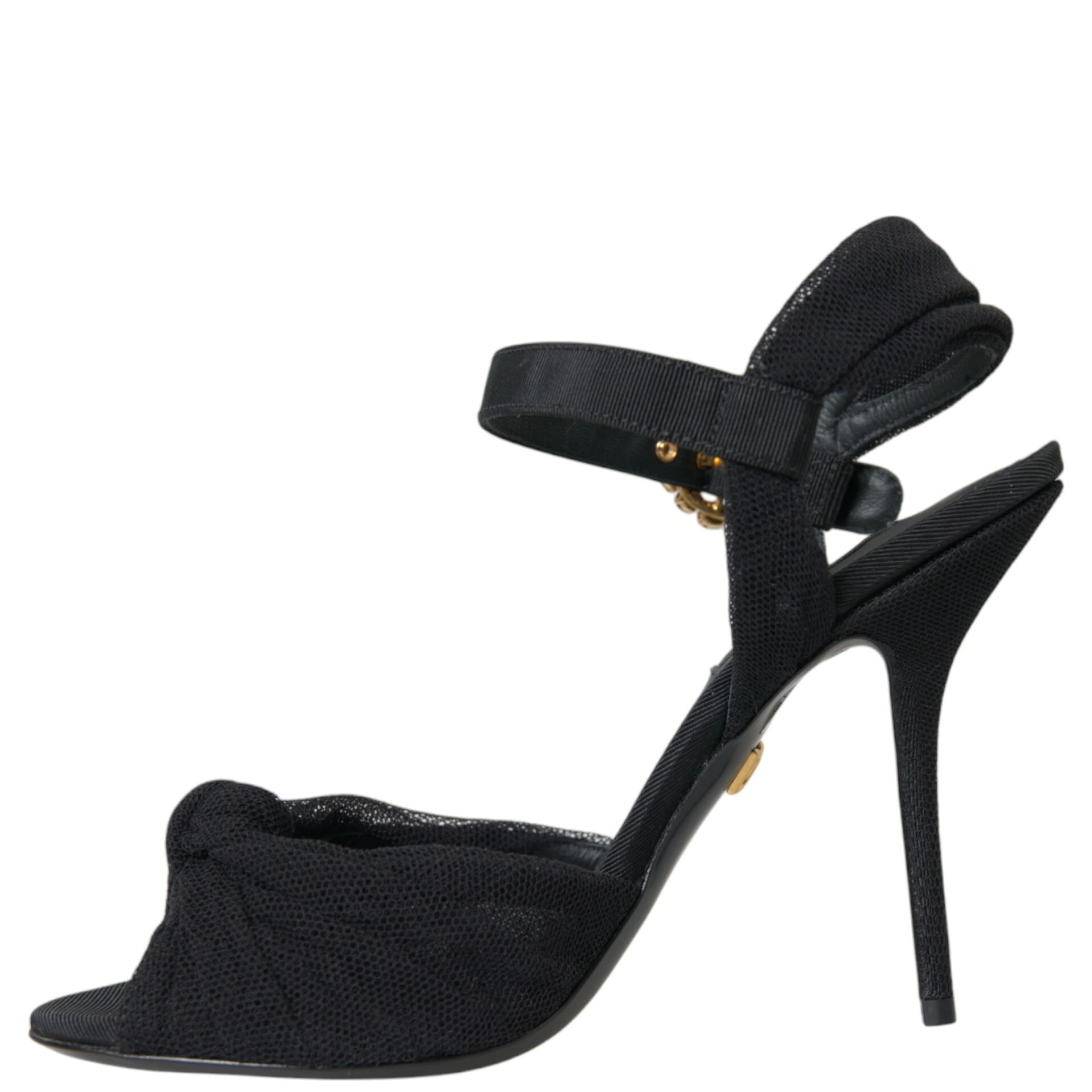 Black Suede Embellished Heels Sandals Shoes