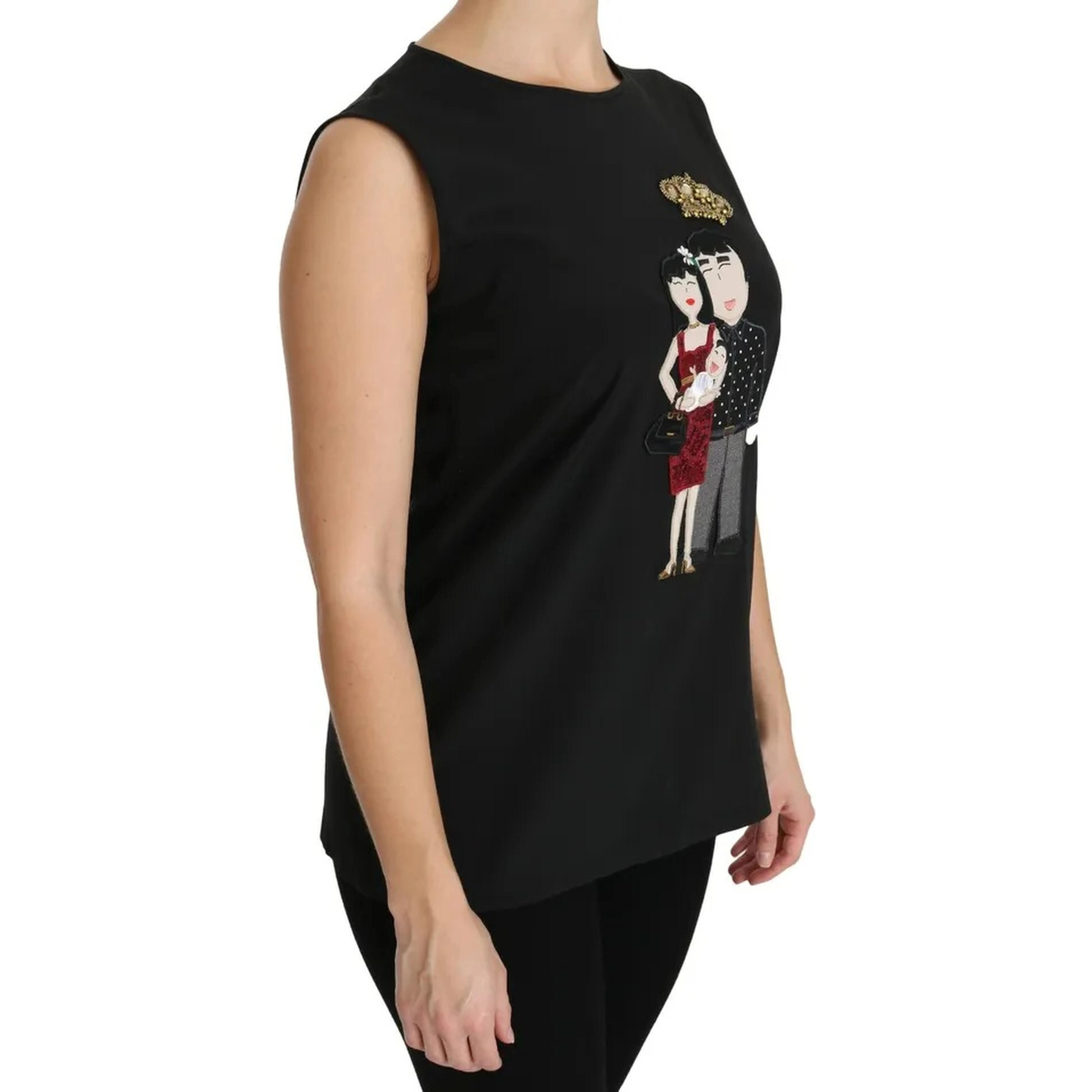 Black Silk DG Family Crystal Sleeveless Top