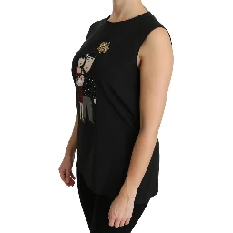 Black Silk DG Family Crystal Sleeveless Top