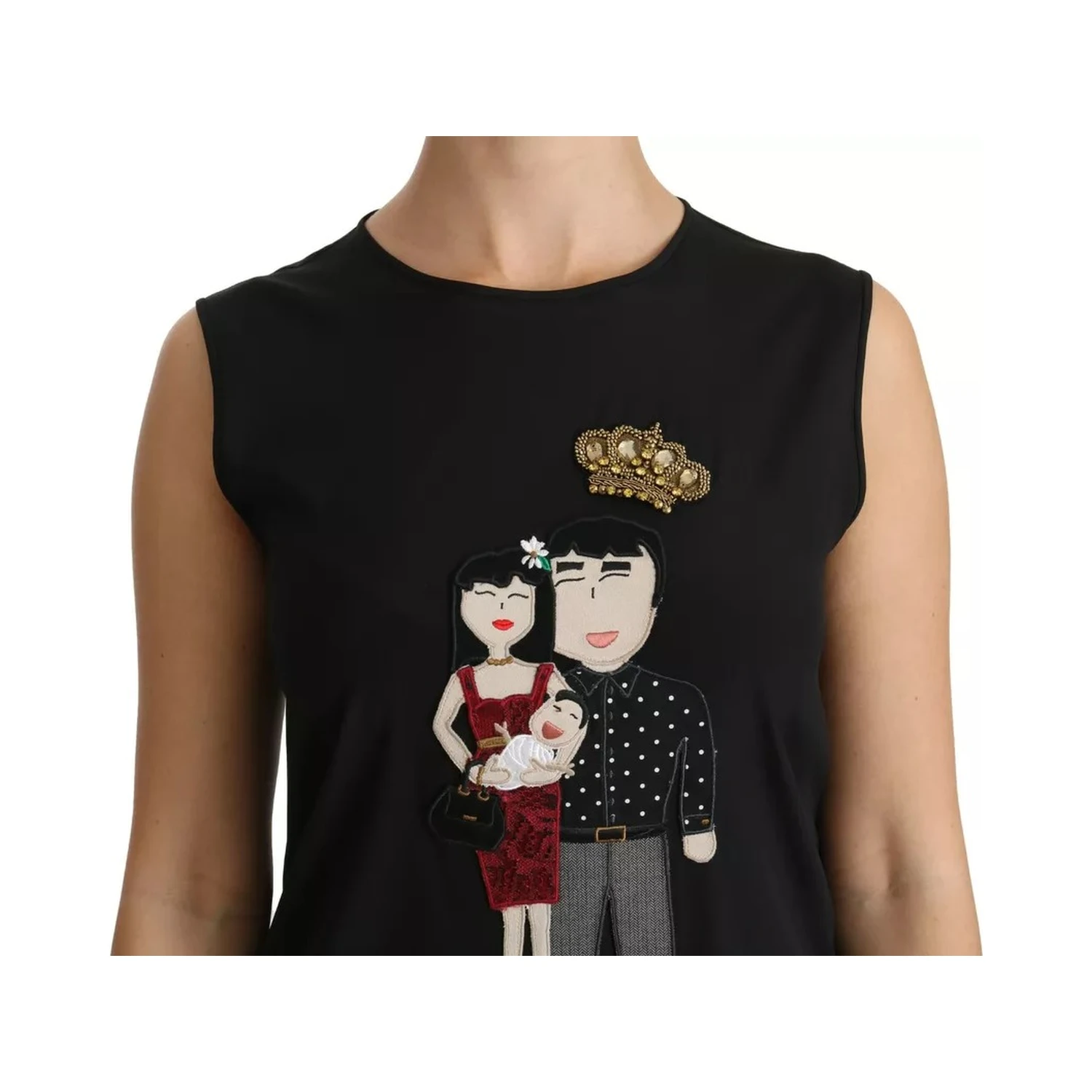 Black Silk DG Family Crystal Sleeveless Top