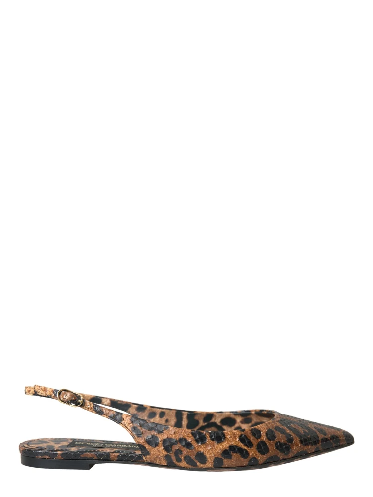Brown Leopard Exotic Skin Slingback Shoes