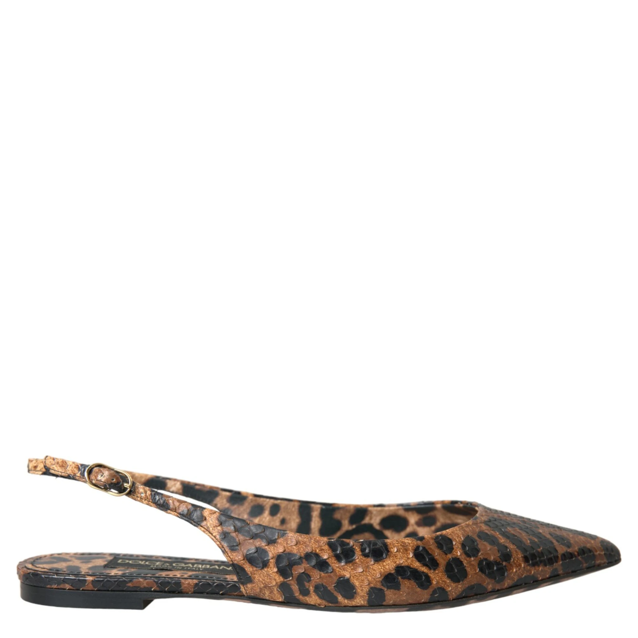 Brown Leopard Exotic Skin Slingback Shoes