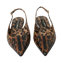 Brown Leopard Exotic Skin Slingback Shoes