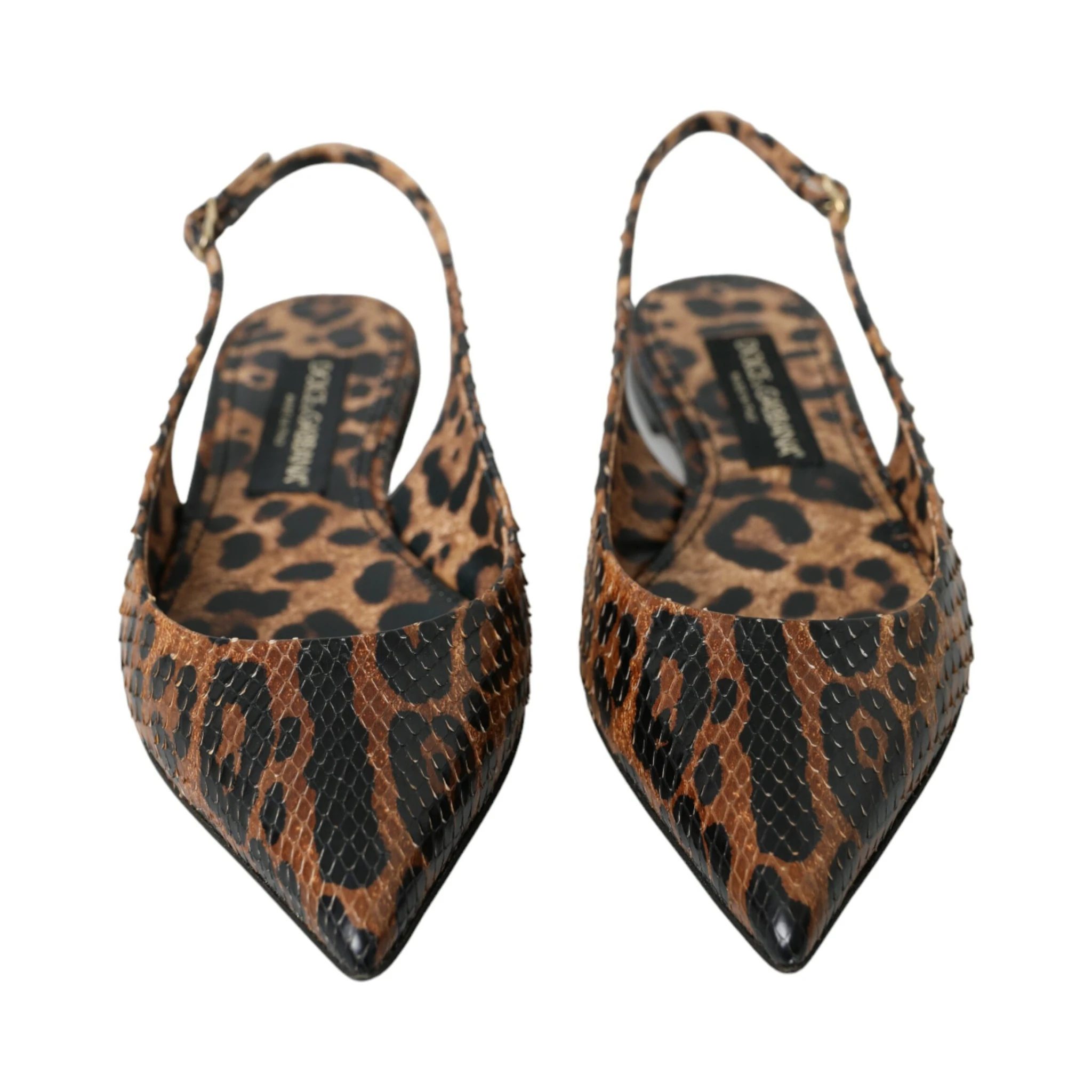 Brown Leopard Exotic Skin Slingback Shoes
