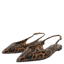 Brown Leopard Exotic Skin Slingback Shoes