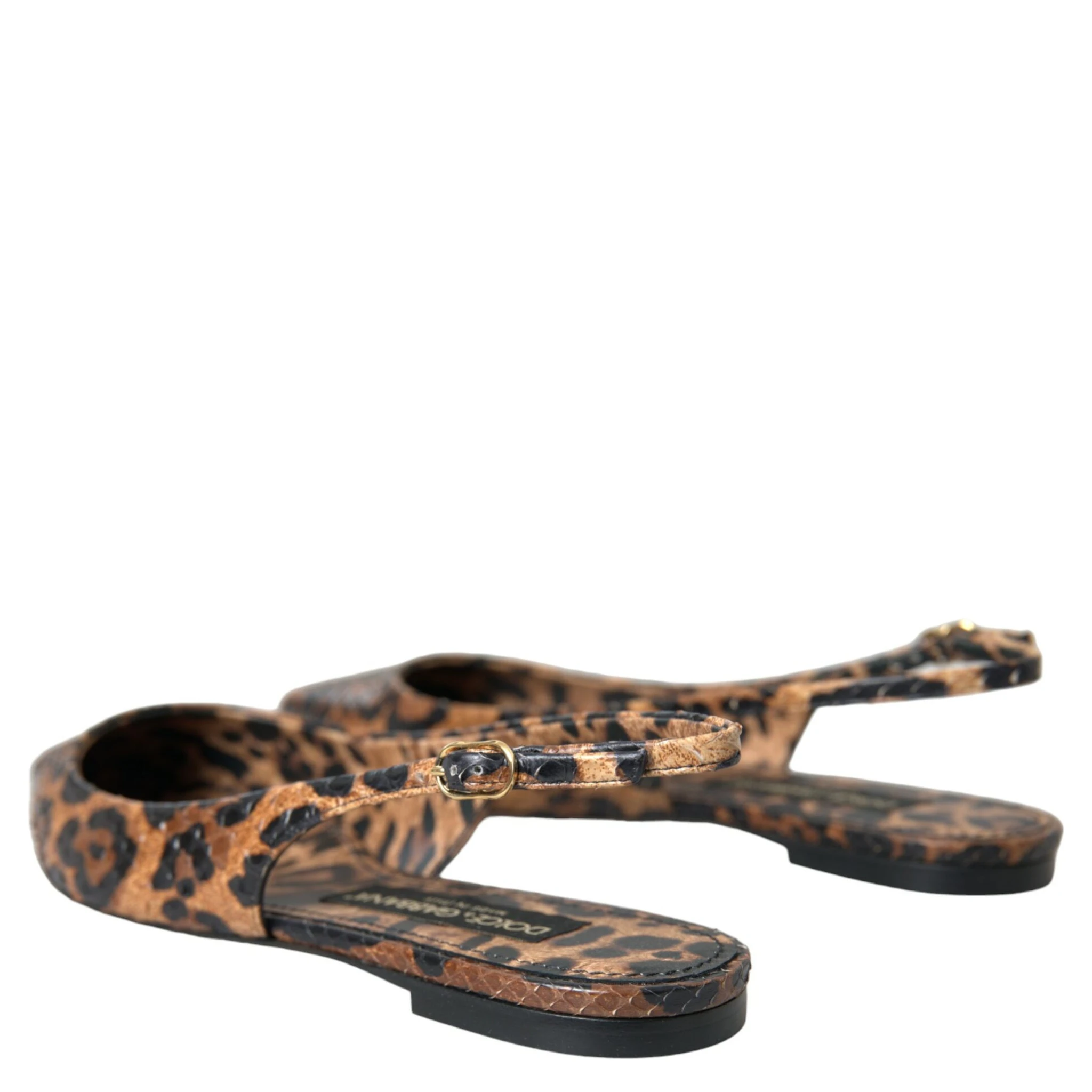 Brown Leopard Exotic Skin Slingback Shoes
