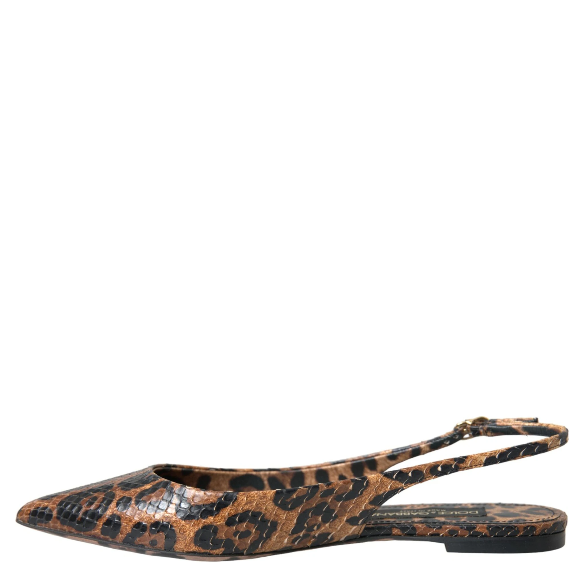 Brown Leopard Exotic Skin Slingback Shoes