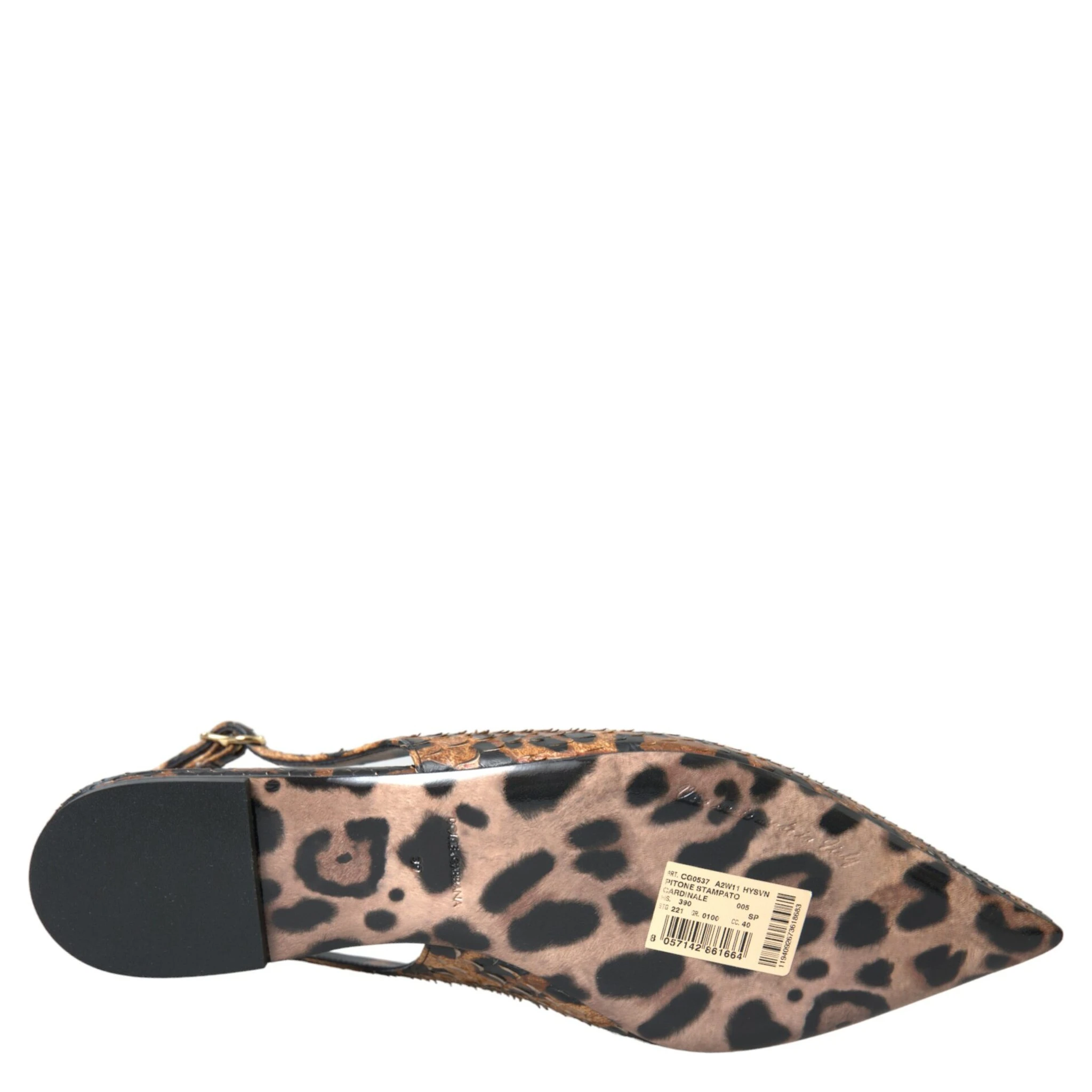 Brown Leopard Exotic Skin Slingback Shoes