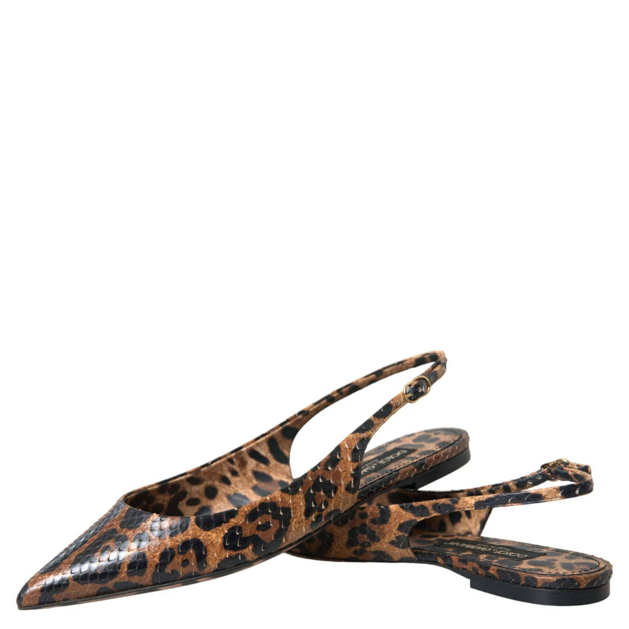 Brown Leopard Exotic Skin Slingback Shoes