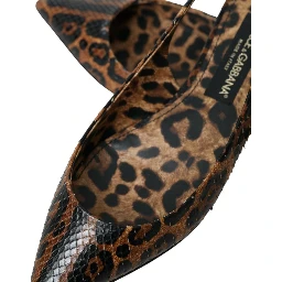 Brown Leopard Exotic Skin Slingback Shoes