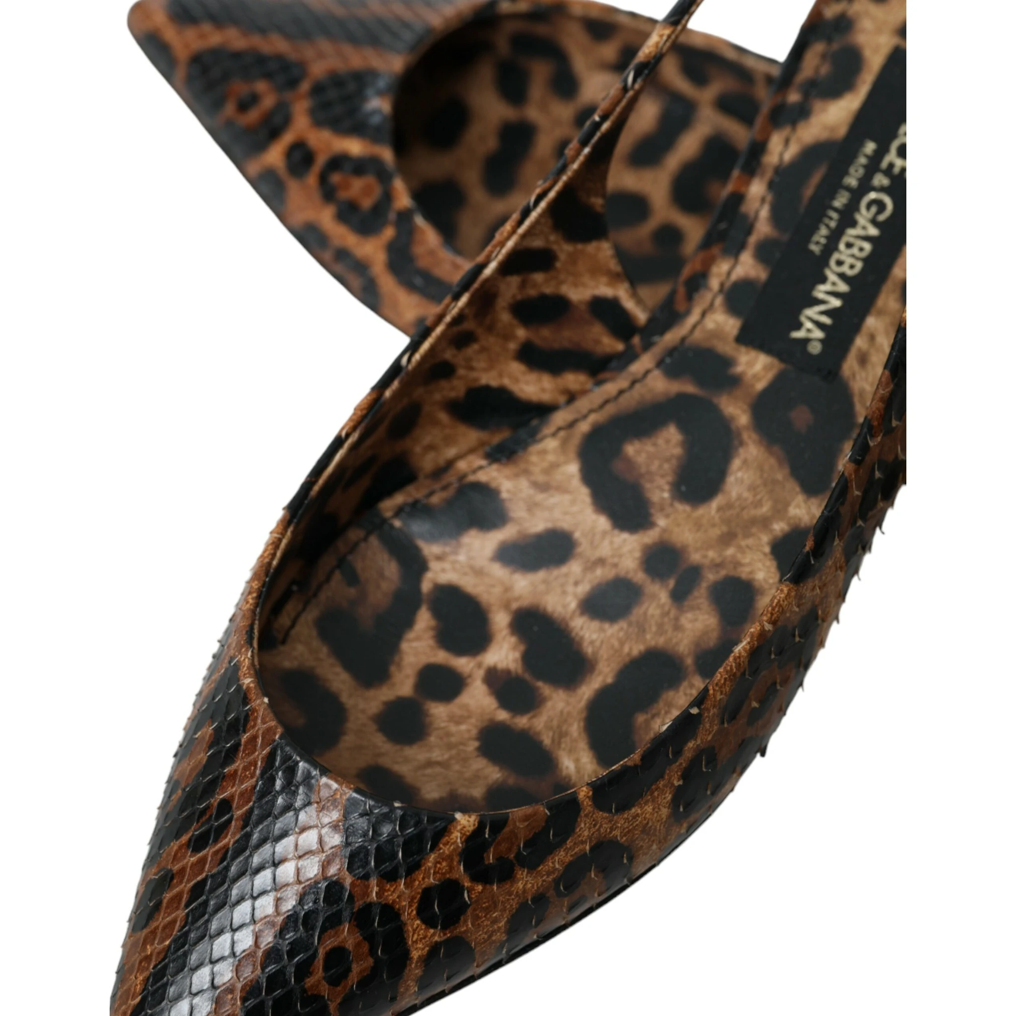 Brown Leopard Exotic Skin Slingback Shoes