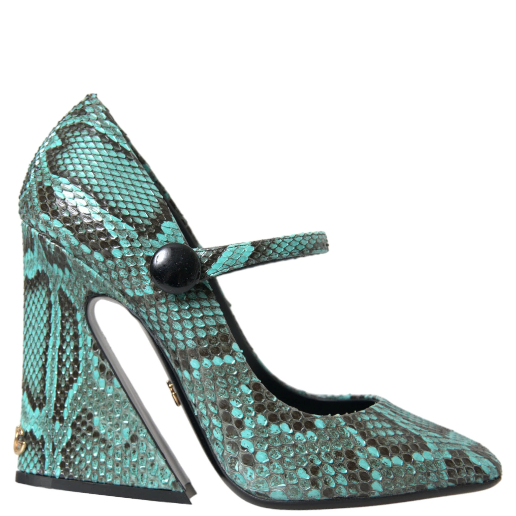 Aqua Python Leather Mary Jane Pumps Shoes