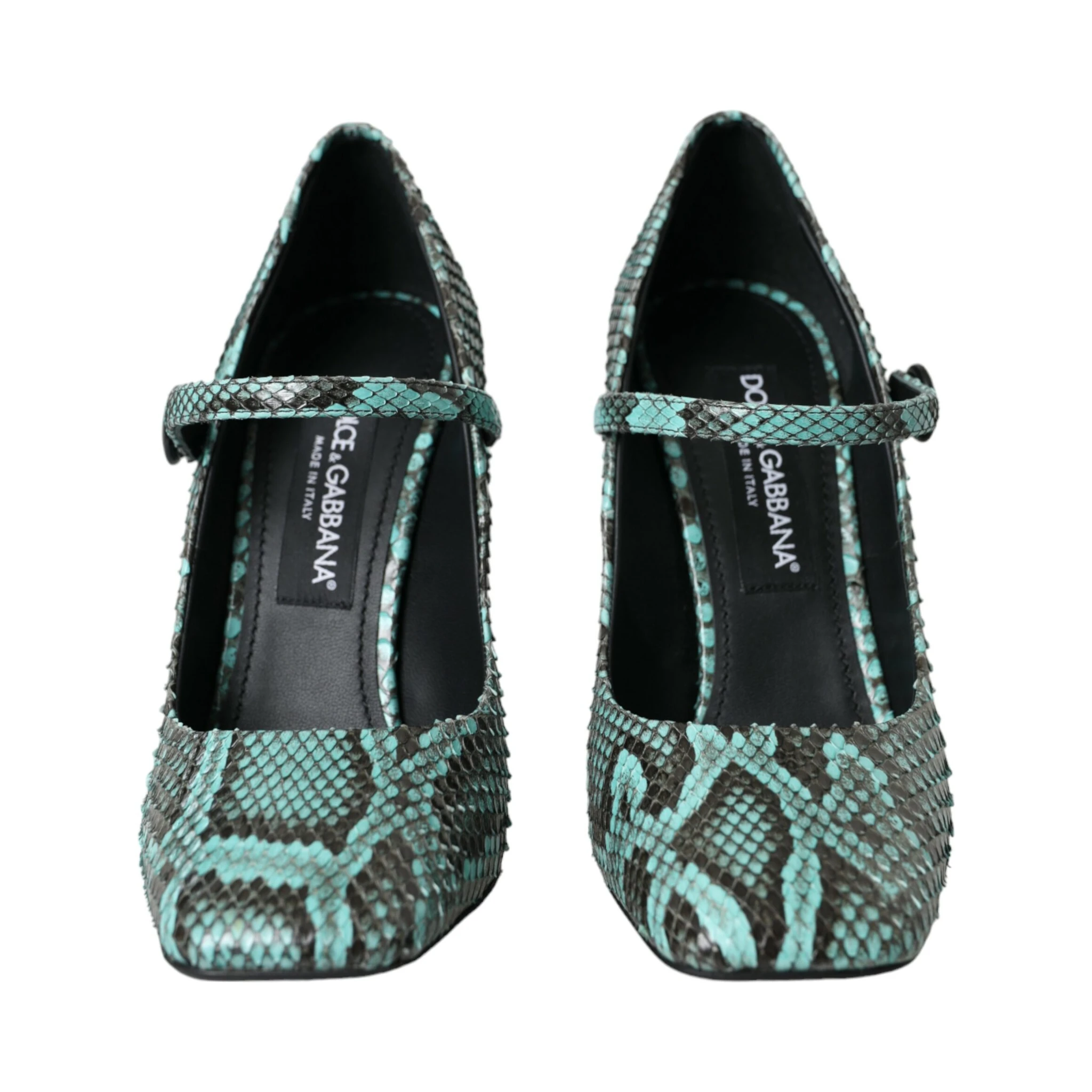 Aqua Python Leather Mary Jane Pumps Shoes