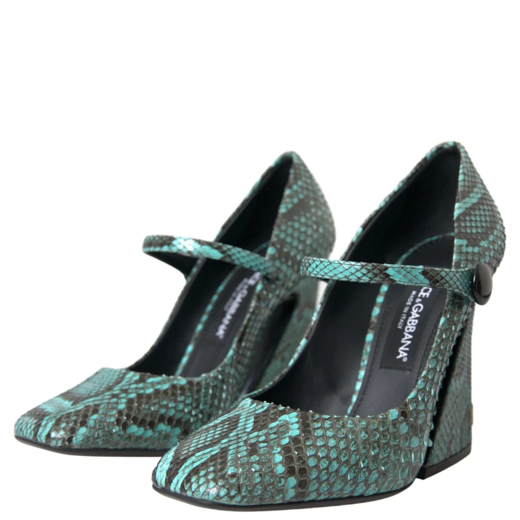 Aqua Python Leather Mary Jane Pumps Shoes