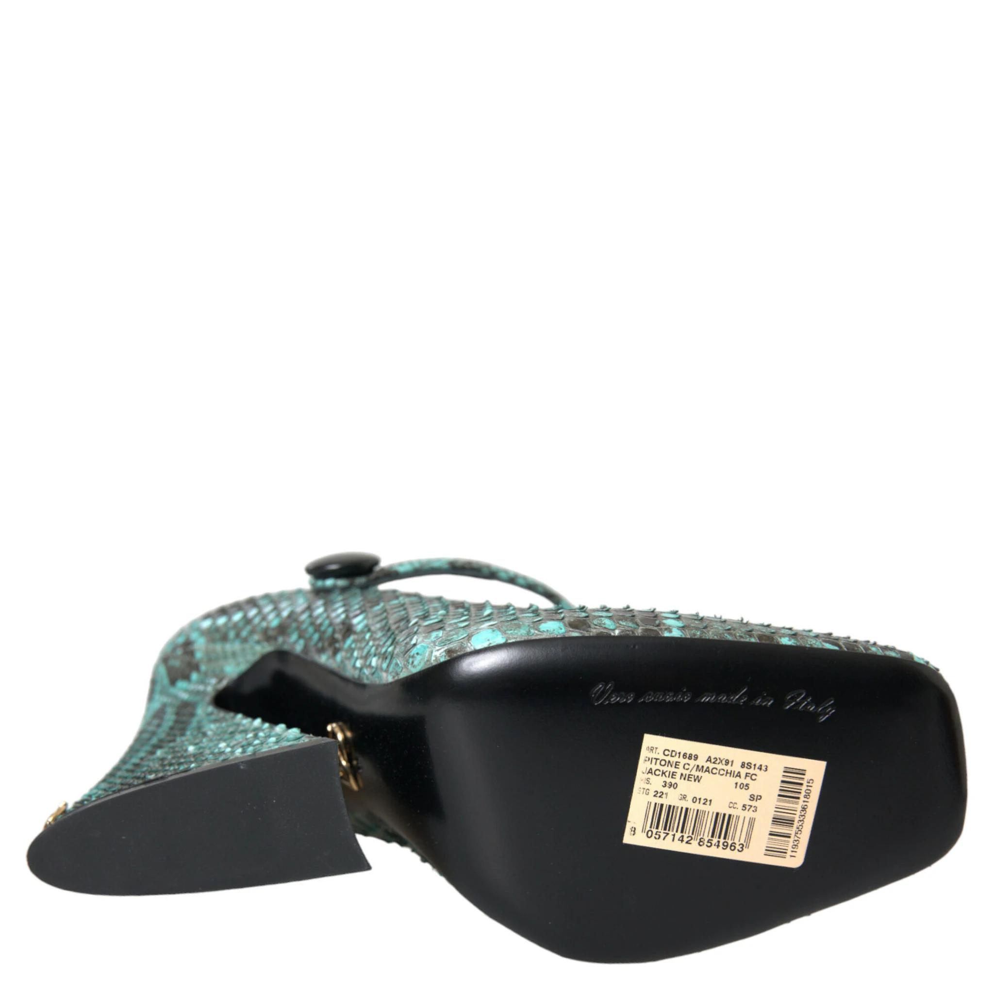 Aqua Python Leather Mary Jane Pumps Shoes