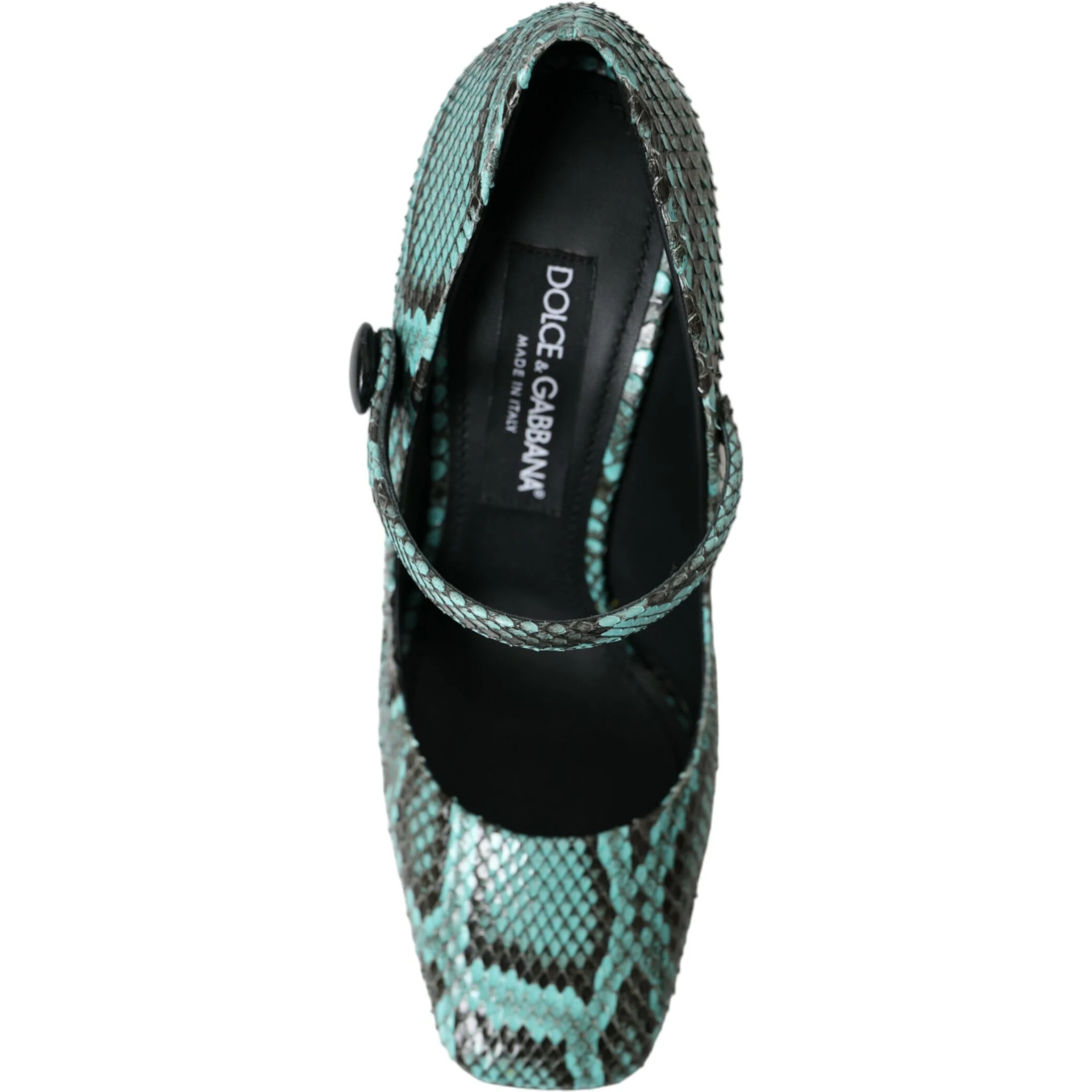 Aqua Python Leather Mary Jane Pumps Shoes