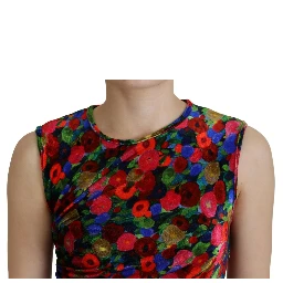 Multicolor Floral Bodycon Ruched Maxi Dress