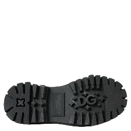 Black Leather Trekking Derby Embellished Shoes