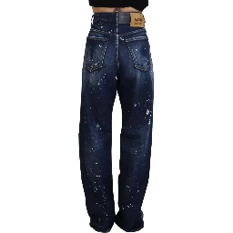 Blue High Waist Tattered Denim Jeans San Diego
