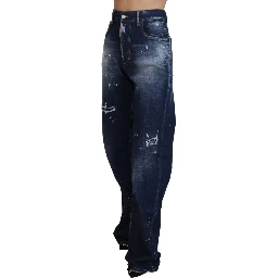Blue High Waist Tattered Denim Jeans San Diego