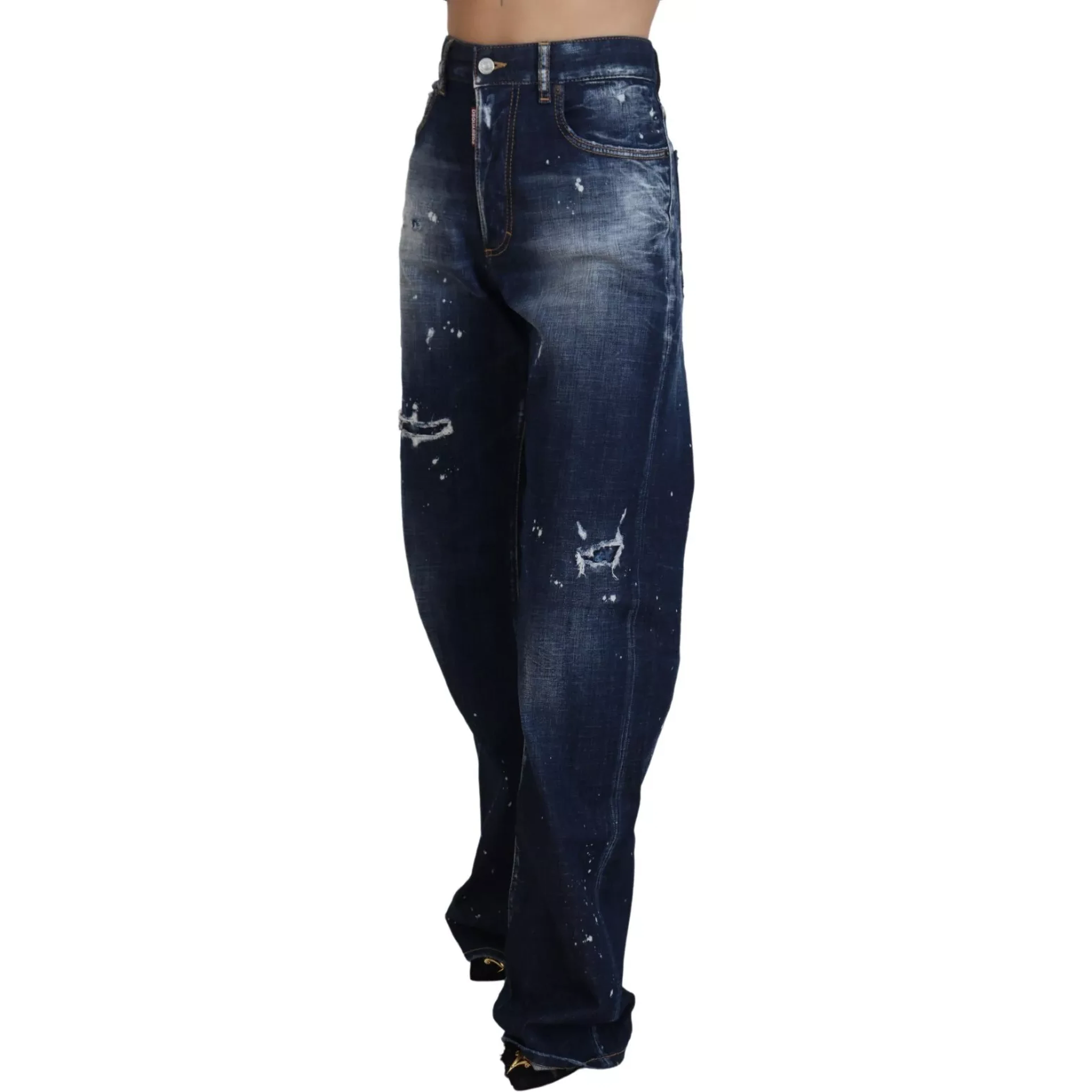 Blue High Waist Tattered Denim Jeans San Diego