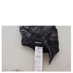 Black Checkered High Waist A-line Denim Mini Skirt