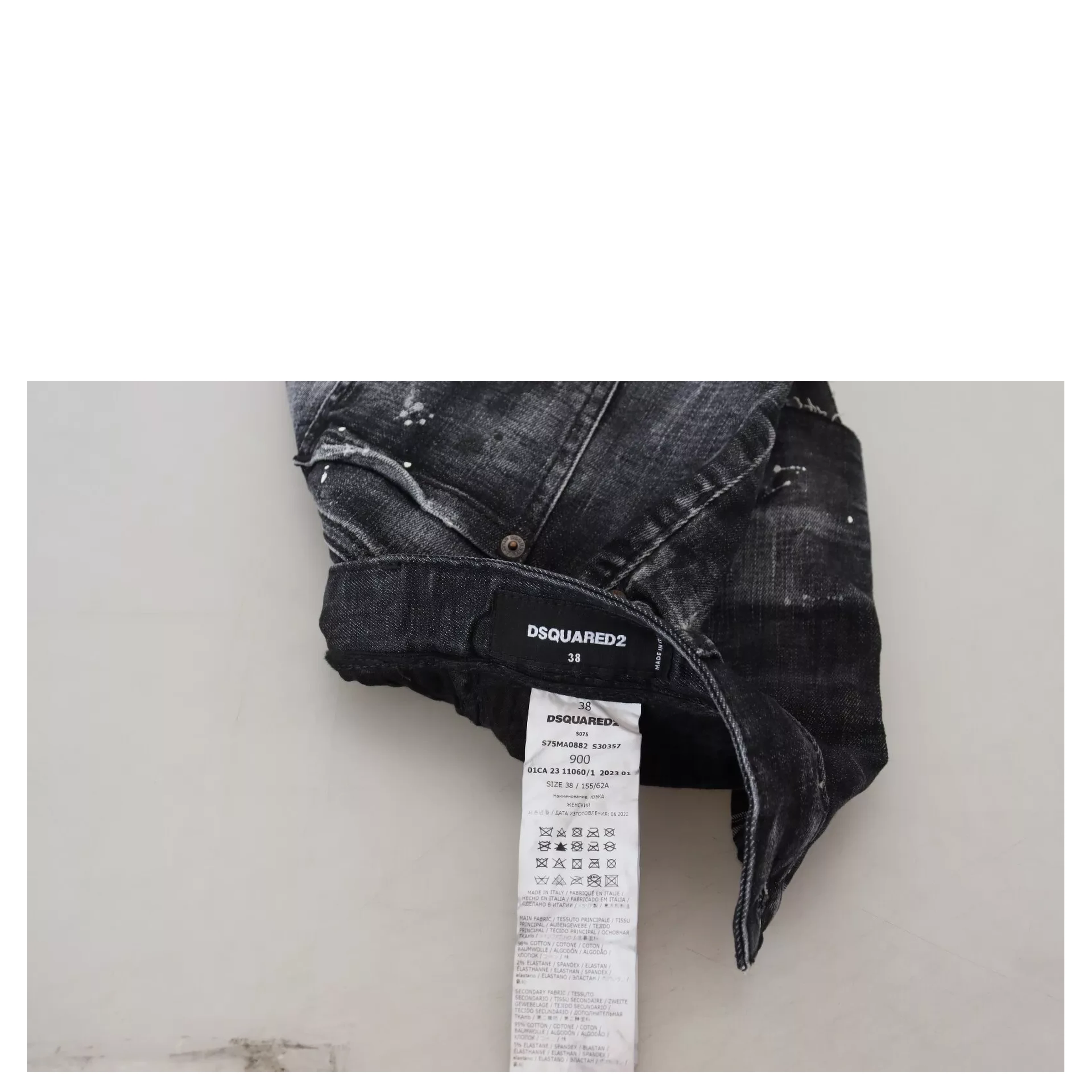 Black Checkered High Waist A-line Denim Mini Skirt