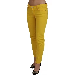 Yellow Cotton Low Waist Cropped Jennifer Denim Jeans