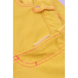 Yellow Cotton Low Waist Cropped Jennifer Denim Jeans