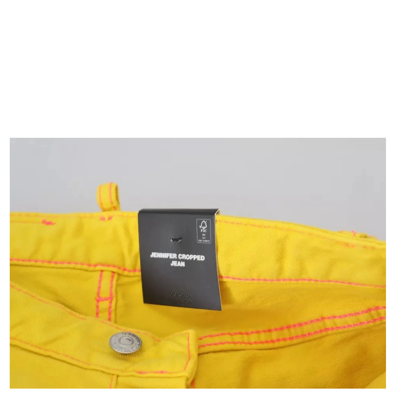 Yellow Cotton Low Waist Cropped Jennifer Denim Jeans
