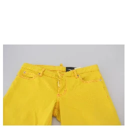 Yellow Cotton Low Waist Cropped Jennifer Denim Jeans