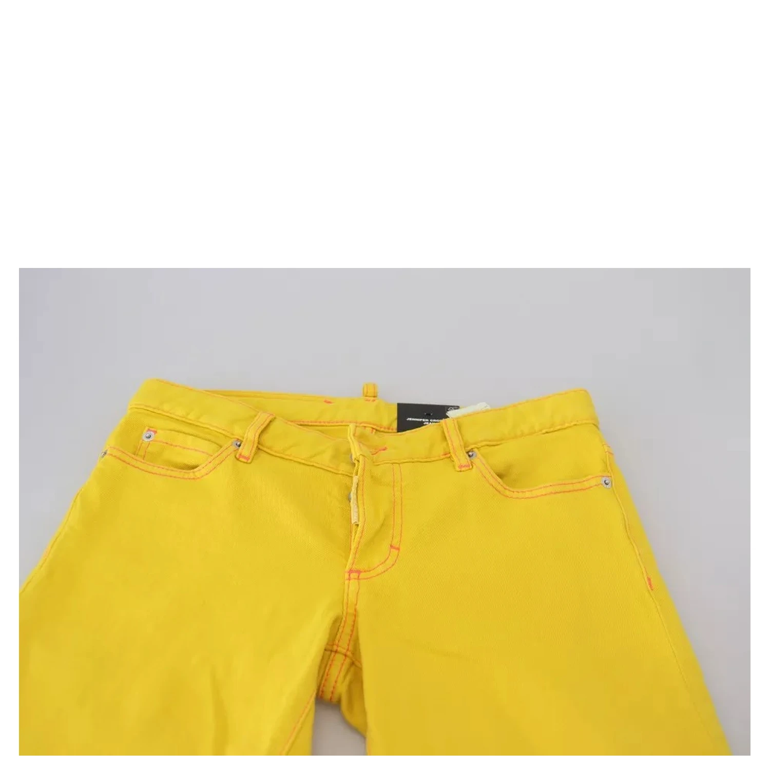 Yellow Cotton Low Waist Cropped Jennifer Denim Jeans
