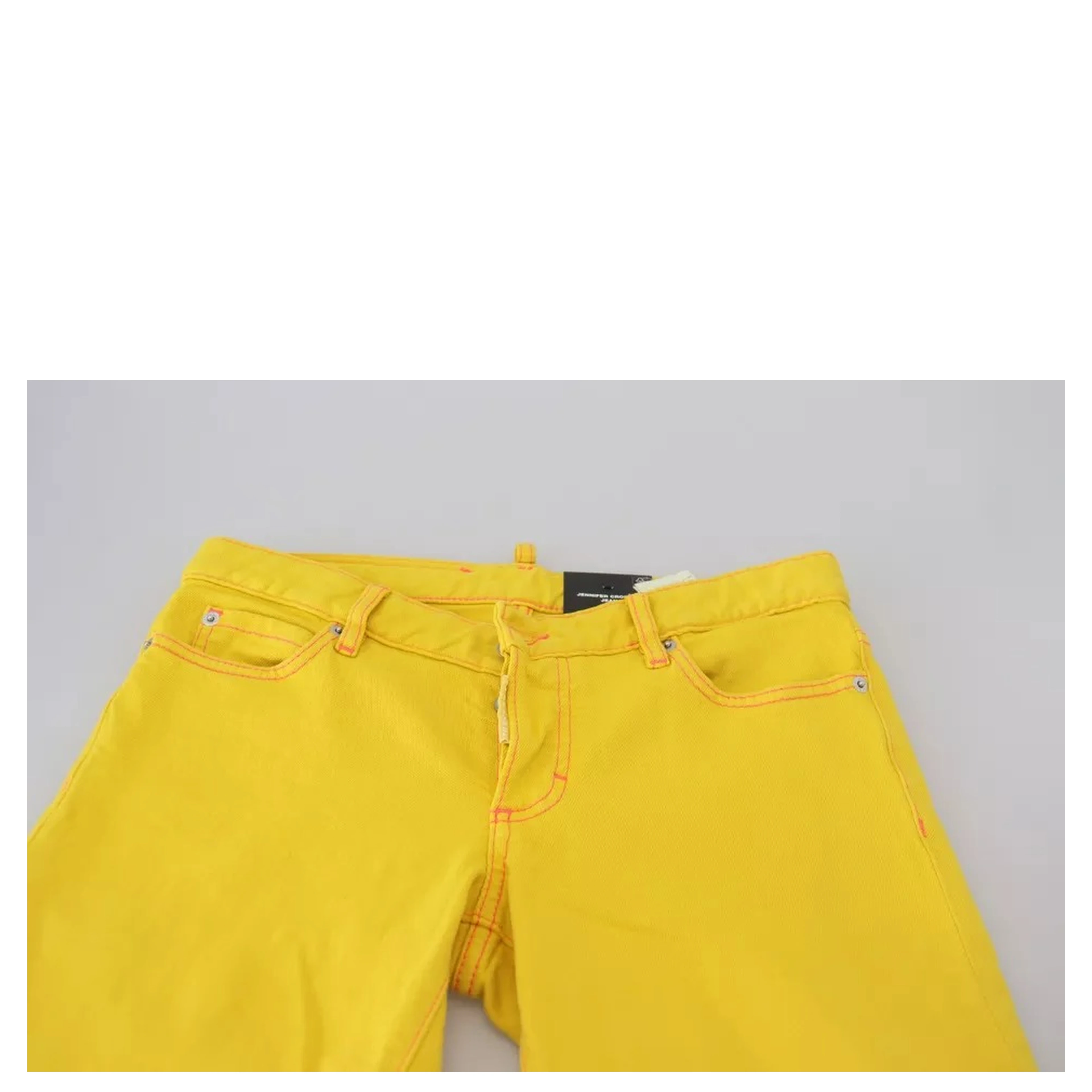 Yellow Cotton Low Waist Cropped Jennifer Denim Jeans