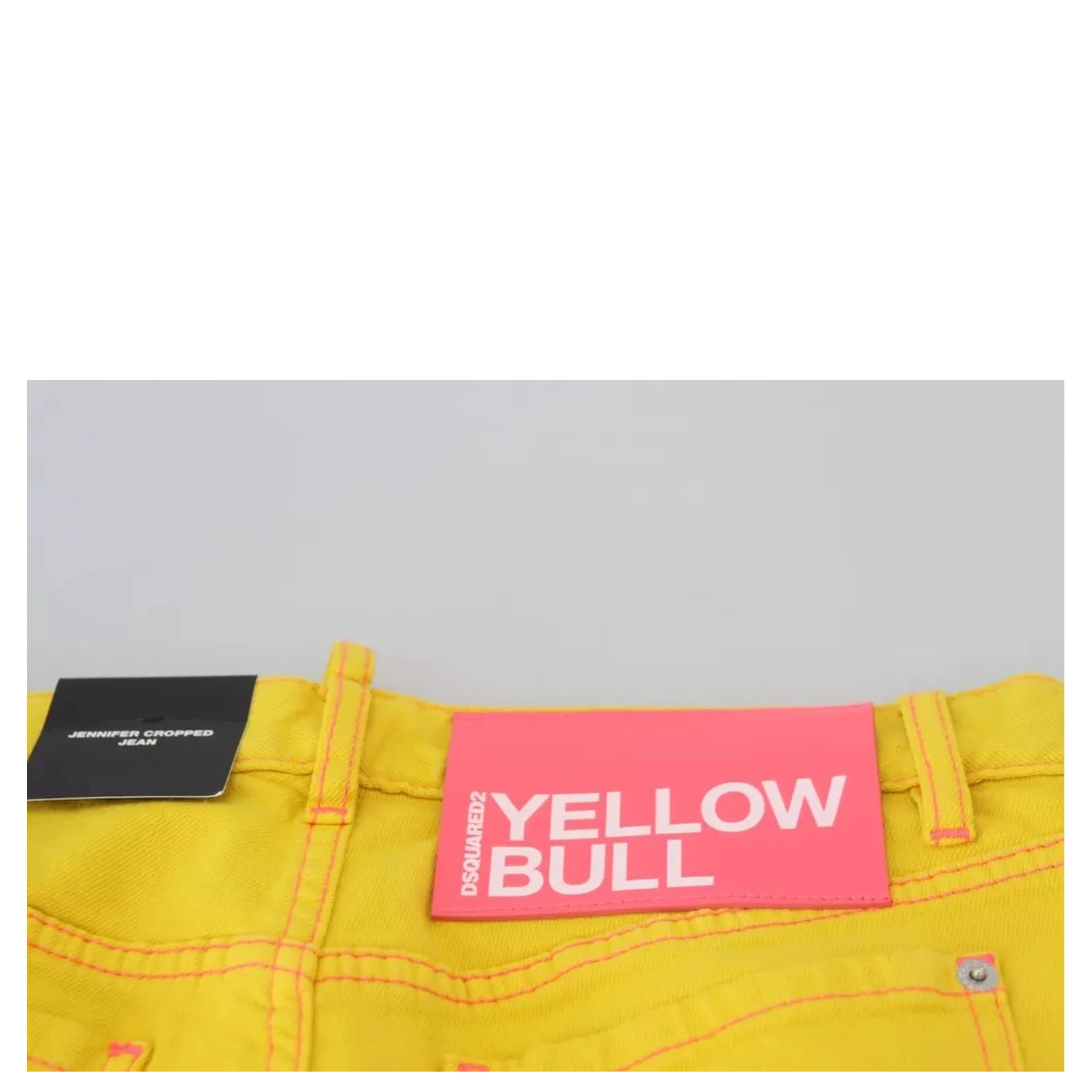 Yellow Cotton Low Waist Cropped Jennifer Denim Jeans