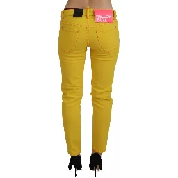 Yellow Cotton Low Waist Cropped Jennifer Denim Jeans