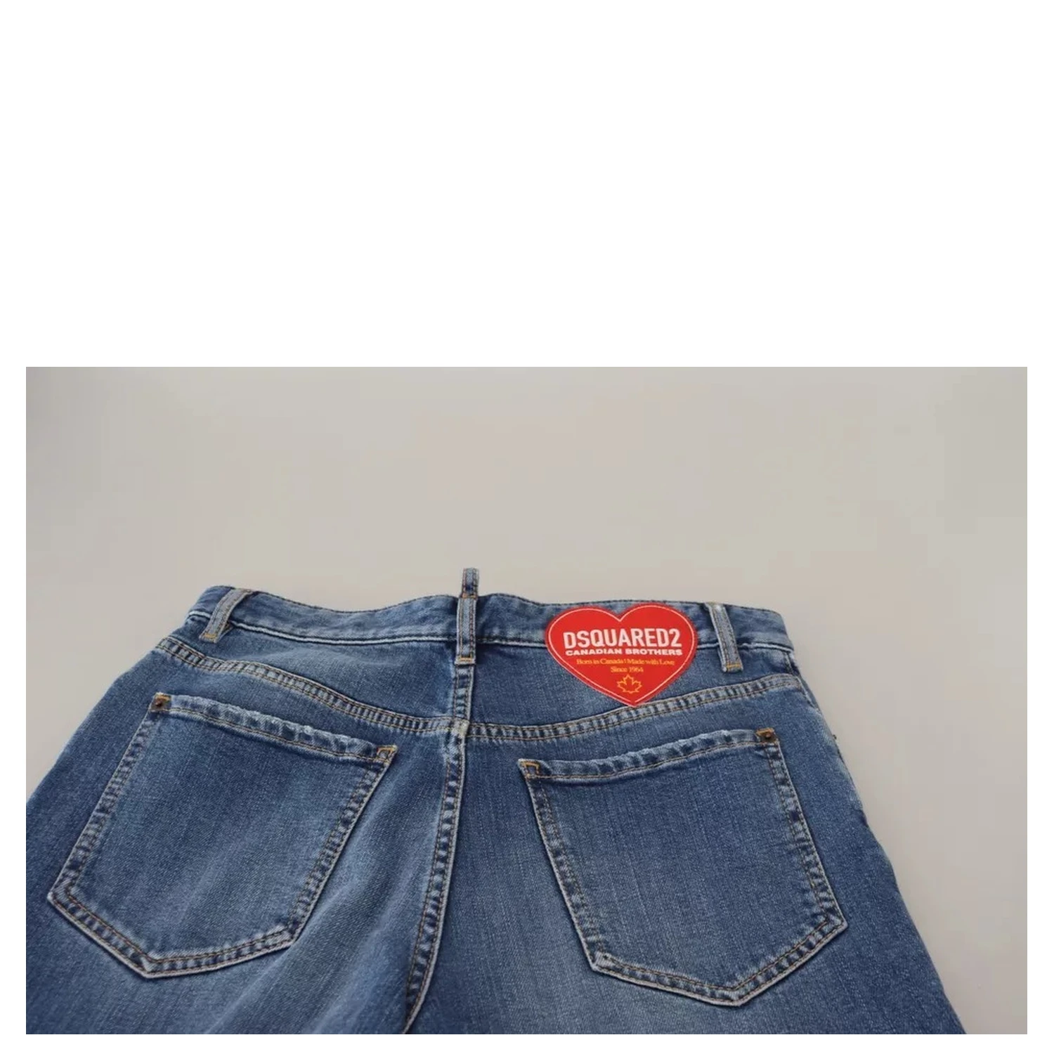 Blue Distressed High Waist Straight Denim Jeans