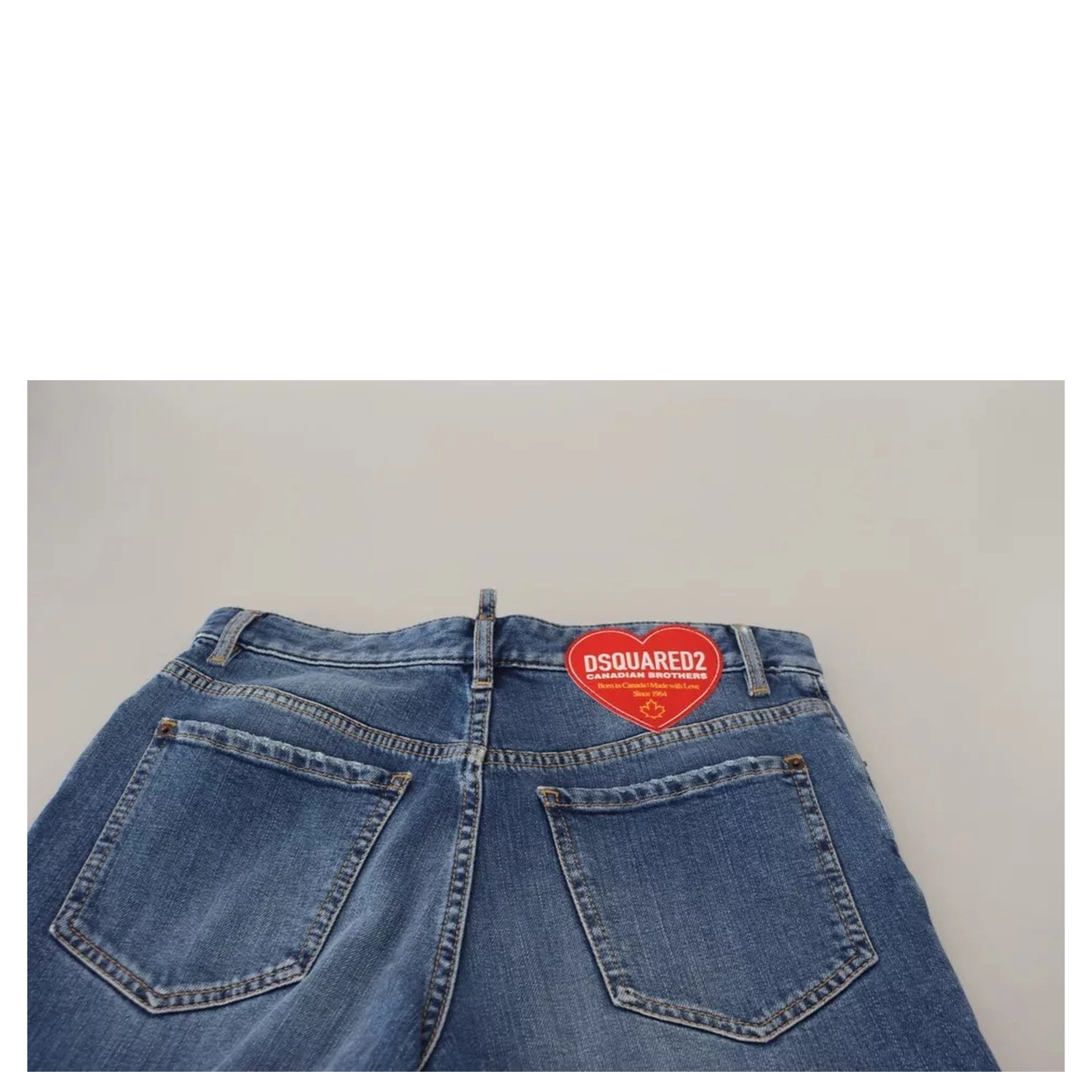 Blue Distressed High Waist Straight Denim Jeans