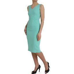 Green Viscose Sleeveless Bodycon Midi Dress