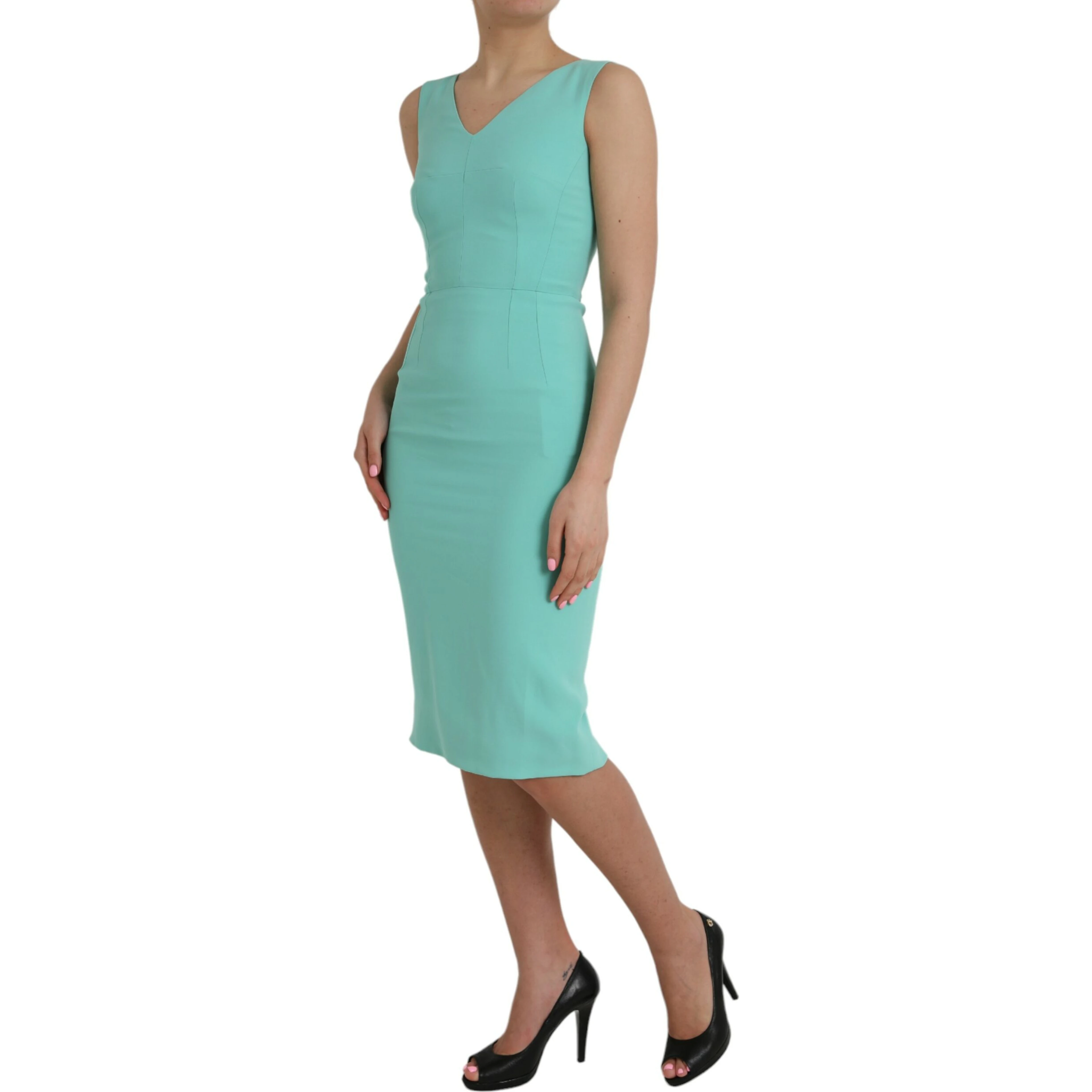 Green Viscose Sleeveless Bodycon Midi Dress