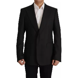 Black Polyester Single Breasted BlazerJacket